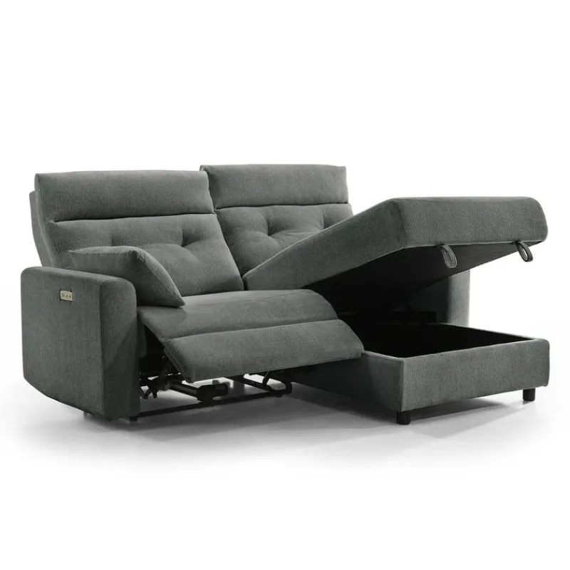 Power Recliner Loveseat and Right-Facing Chaise with Storage -
