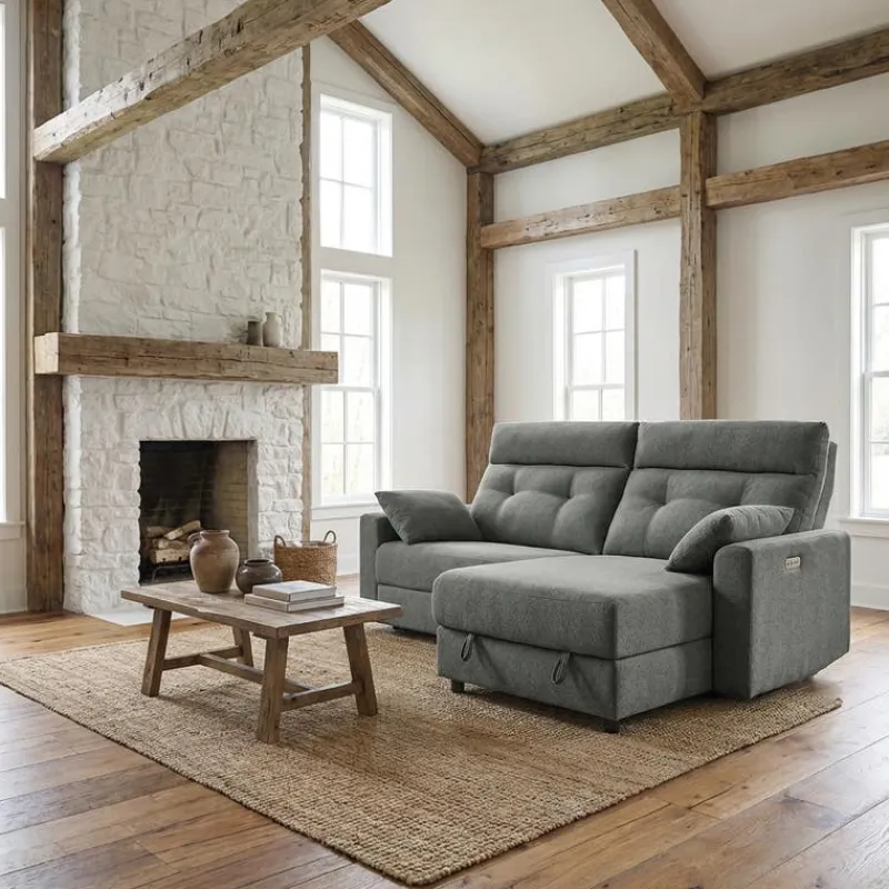 Power Recliner Loveseat and Right-Facing Chaise with Storage -