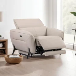 HTL Power Recliner with Adjustable Headrest - Genuine Leather