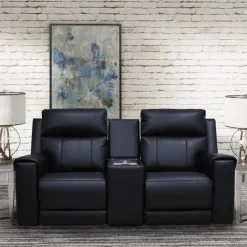 Power Reclining Loveseat with Massage, Heat, Console, and Built-In Sound System