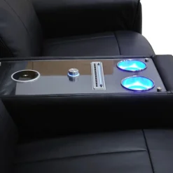 Power Reclining Loveseat with Massage, Heat, Console, and Built-In Sound System