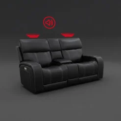 Power Reclining Loveseat with Adjustable Headrests, Console and Immersive Sound System