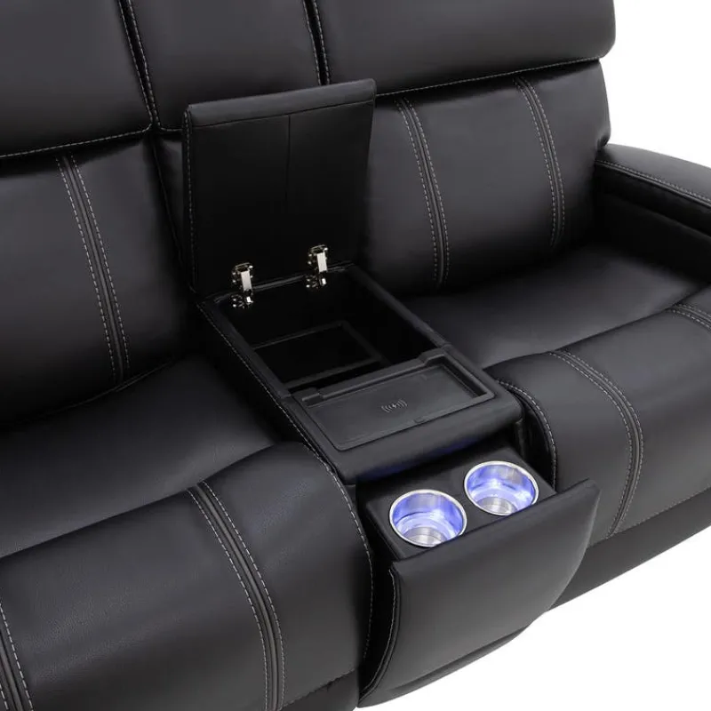 Power Reclining Loveseat with Adjustable Headrests, Console and Immersive Sound System