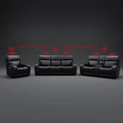 Power Reclining Loveseat with Adjustable Headrests, Console and Immersive Sound System