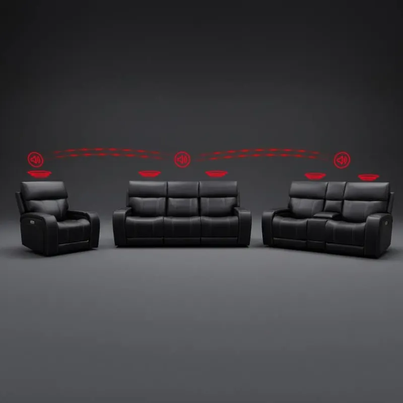 Power Reclining Loveseat with Adjustable Headrests, Console and Immersive Sound System