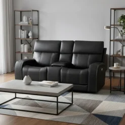 Power Reclining Loveseat with Adjustable Headrests, Console and Immersive Sound System