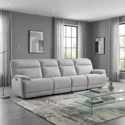 Power Reclining Modular Sofa, Adjustable Headrests and 2 Fold-Down Backrest Seats - 4 pcs