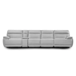 Power Reclining Modular Sectional, Adjustable Headrests, Console with an Audio System and 2 Fold-Down Backrest Seats - 5 pcs