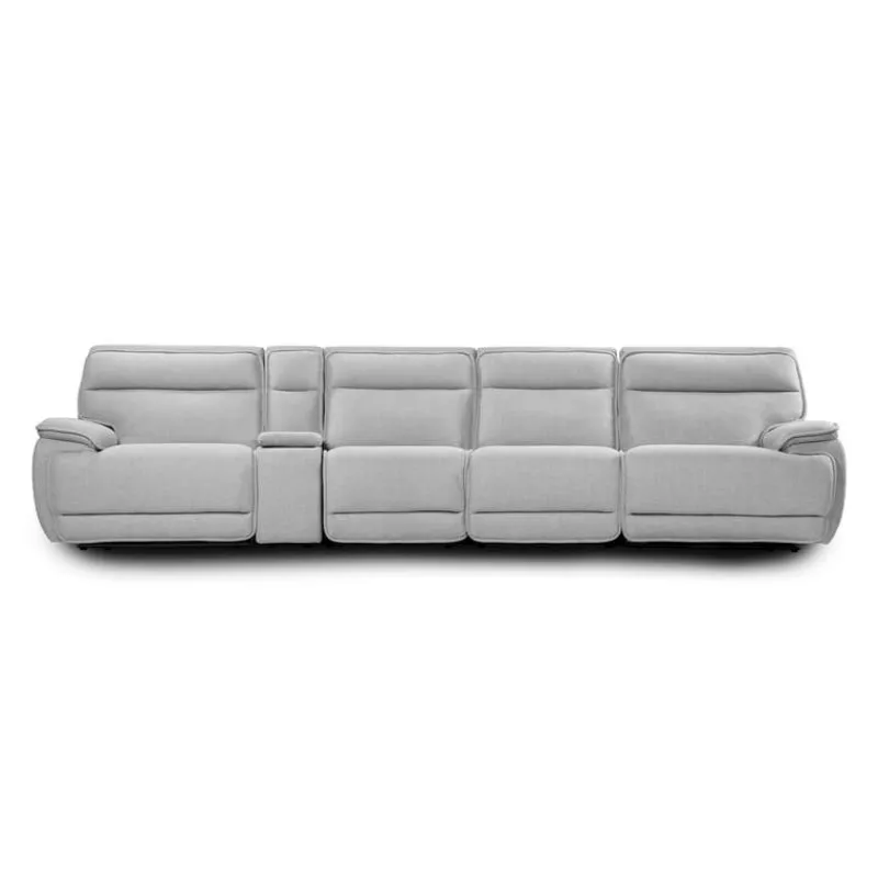 Power Reclining Modular Sectional, Adjustable Headrests, Console with an Audio System and 2 Fold-Down Backrest Seats - 5 pcs