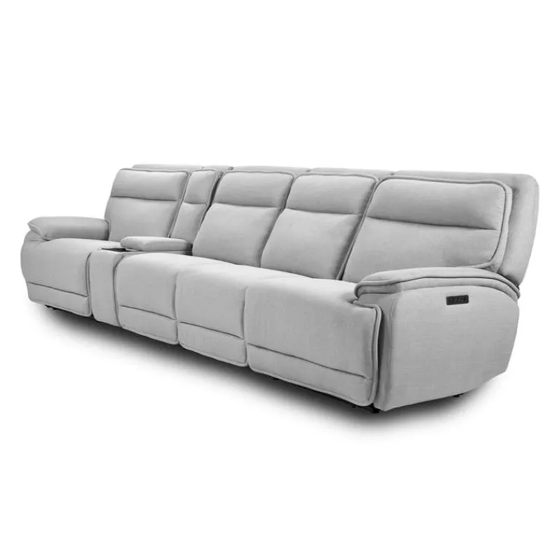 Power Reclining Modular Sectional, Adjustable Headrests, Console with an Audio System and 2 Fold-Down Backrest Seats - 5 pcs