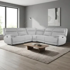 Power Reclining Modular Sectional, Adjustable Headrests and Fold-Down Backrest Seat - 5 pcs