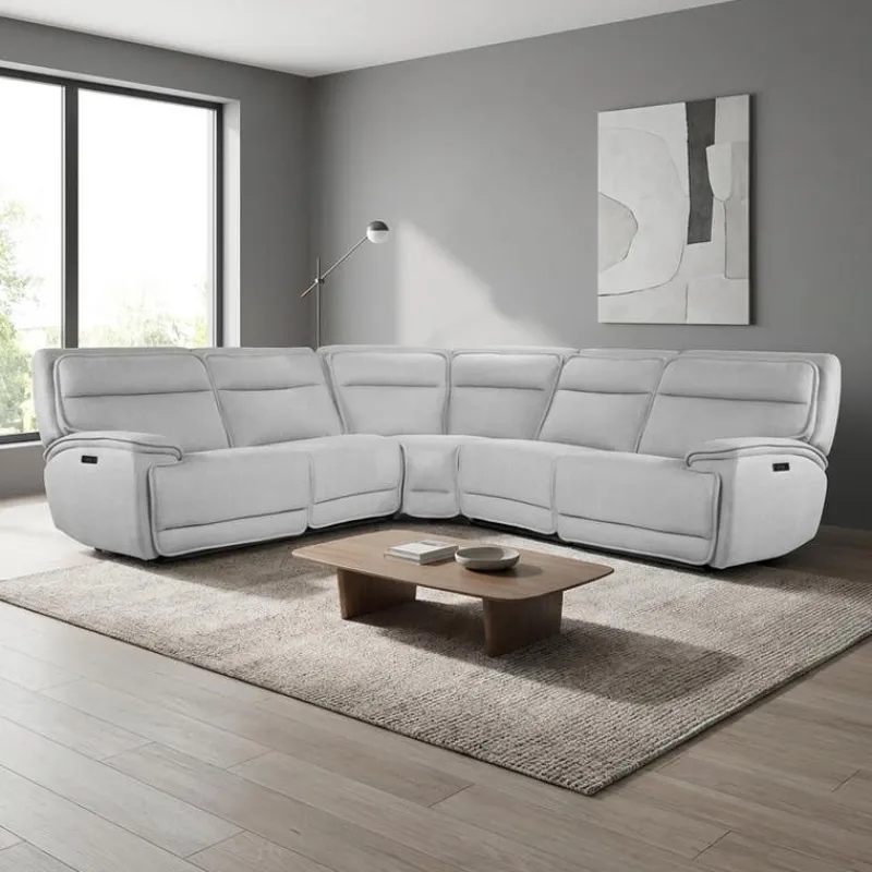 Power Reclining Modular Sectional, Adjustable Headrests and Fold-Down Backrest Seat - 5 pcs
