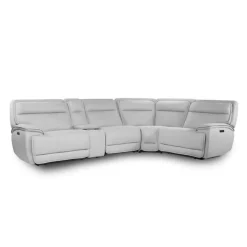 Power Reclining Modular Sectional, Adjustable Headrests and Console with an Audio System - 5 pcs