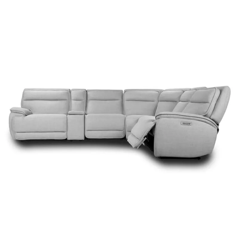 Power Reclining Modular Sectional, Adjustable Headrests, Console with an Audio System and Fold-Down Backrest Seat - 6 pcs