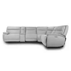 Power Reclining Modular Sectional, Adjustable Headrests, Console with an Audio System and Fold-Down Backrest Seat - 6 pcs