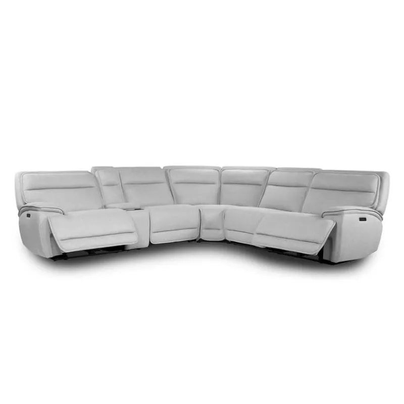 Power Reclining Modular Sectional, Adjustable Headrests, Console with an Audio System and Fold-Down Backrest Seat - 6 pcs