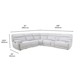 Power Reclining Modular Sectional, Adjustable Headrests, Console with an Audio System and Fold-Down Backrest Seat - 6 pcs