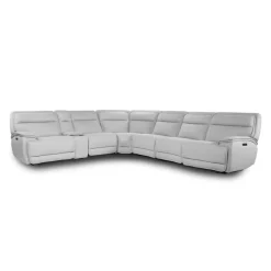 Power Reclining Modular Sectional, Adjustable Headrests, Console with an Audio System and Fold-Down Backrest Seat - 7 pcs