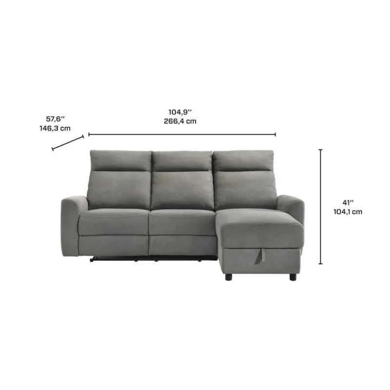 Power Reclining Sectional and Right-Side Chaise with Storage