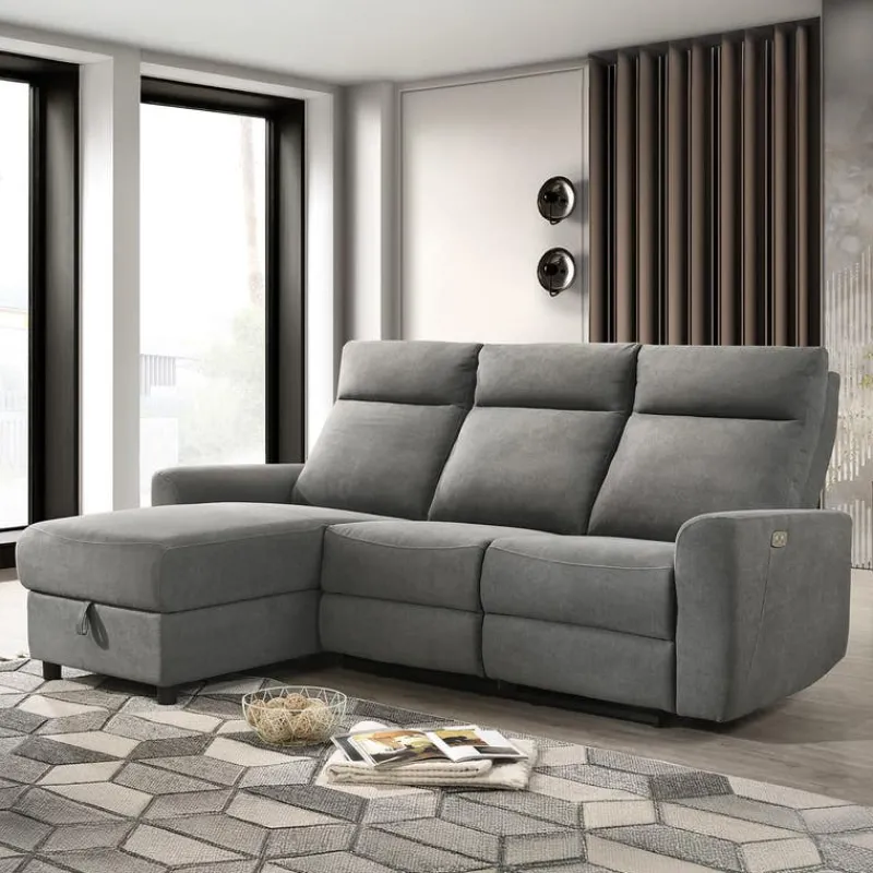 Power Reclining Sectional and Left-Side Chaise with Storage