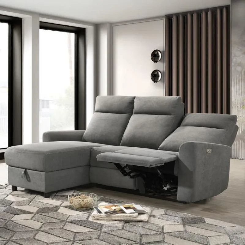 Power Reclining Sectional and Left-Side Chaise with Storage