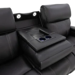 Power Reclining Sofa with Adjustable Headrests, Fold-Down Seat and Immersive Sound System