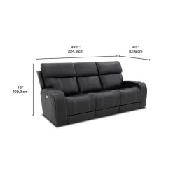 Power Reclining Sofa with Adjustable Headrests, Fold-Down Seat and Immersive Sound System