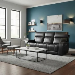 Power Reclining Sofa with Adjustable Headrests, Fold-Down Seat and Immersive Sound System