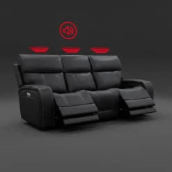 Power Reclining Sofa with Adjustable Headrests, Fold-Down Seat and Immersive Sound System
