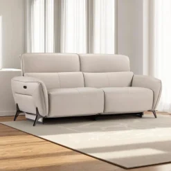 HTL Power Reclining Sofa with Adjustable Headrests - Genuine Leather