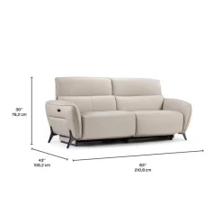 HTL Power Reclining Sofa with Adjustable Headrests - Genuine Leather