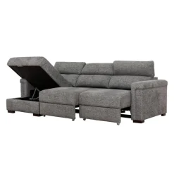 Power Sectional Bed with Sliding Seats and Storage Chaise