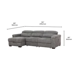 Power Sectional Bed with Sliding Seats and Storage Chaise