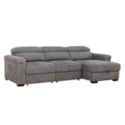 Power Sectional Bed with Sliding Seats and Storage Chaise