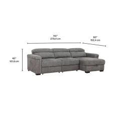 Power Sectional Bed with Sliding Seats and Storage Chaise