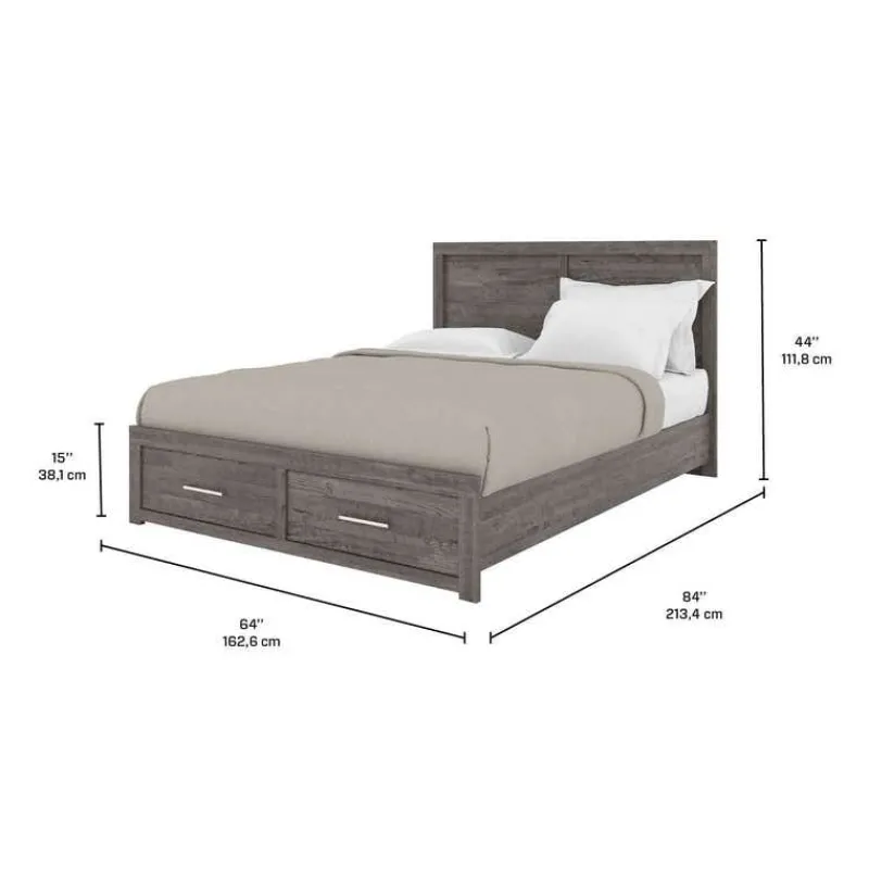 Queen Bed 60" - Grey