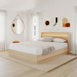 Nexera Queen Bed and Headboard with Integrated Light (60