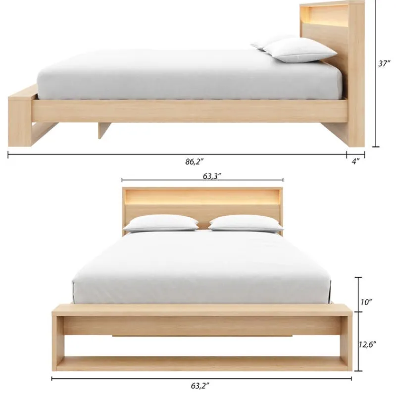 Nexera Queen Bed and Headboard with Integrated Light (60") -