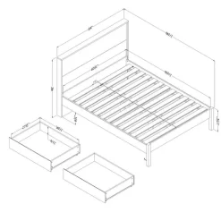 Meubles South Shore Queen Bed with 2-Drawer Storage and Headboard (60