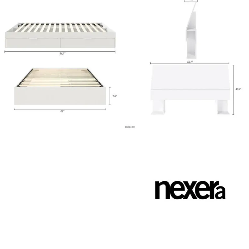 Nexera Queen Bed with 2-Drawer Storage and Headboard (60") -