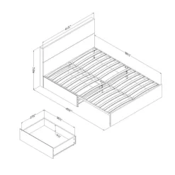 Meubles South Shore Queen Bed with 2-Drawer Storage and Headboard (60