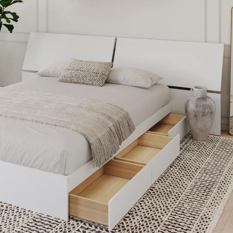 Nexera Queen Bed with 3-Drawer Storage and Headboard (60") -