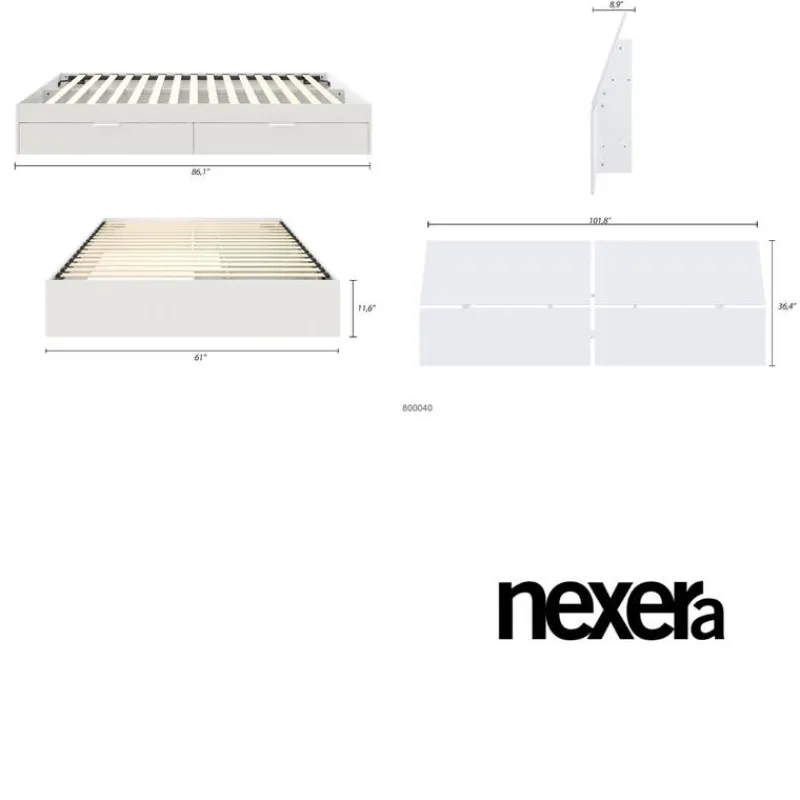 Nexera Queen Bed with 2-Drawer Storage and Headboard (60") -