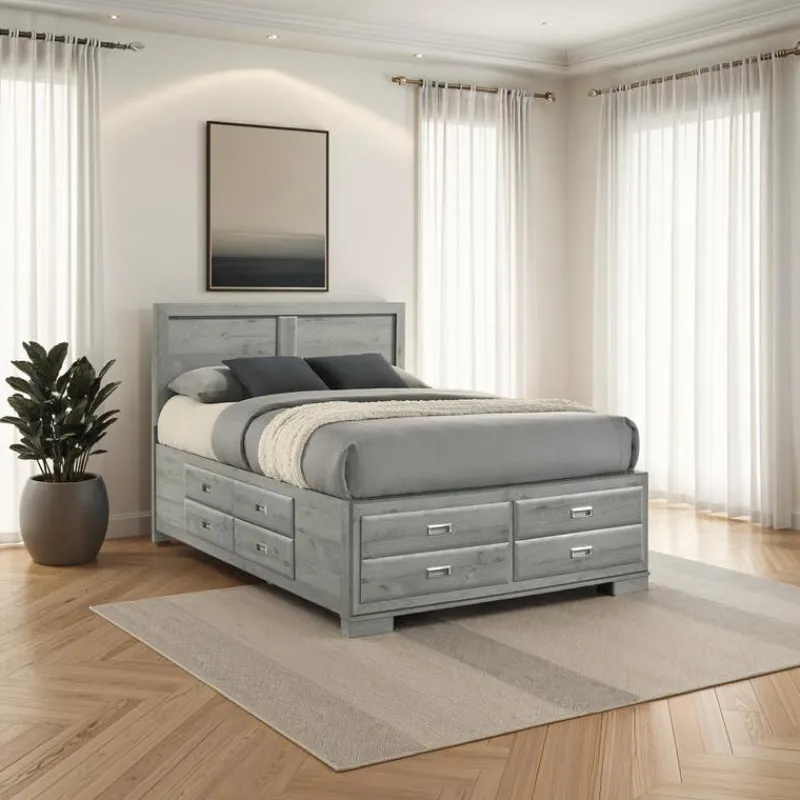 Queen Bed with Drawers & Headboard - 60"