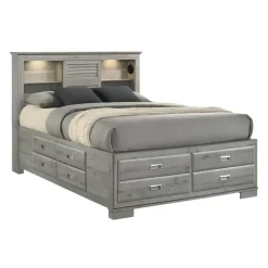 Queen Bed with Drawers & Multifunctional Headboard with Speakers - 60