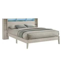 Queen Bed with LED, Wireless Charger, USB and Storage - 60"