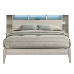 Queen Bed with LED, Wireless Charger, USB and Storage - 60