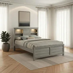 Queen Bed with Multifunctional Headboard with Speakers - 60"