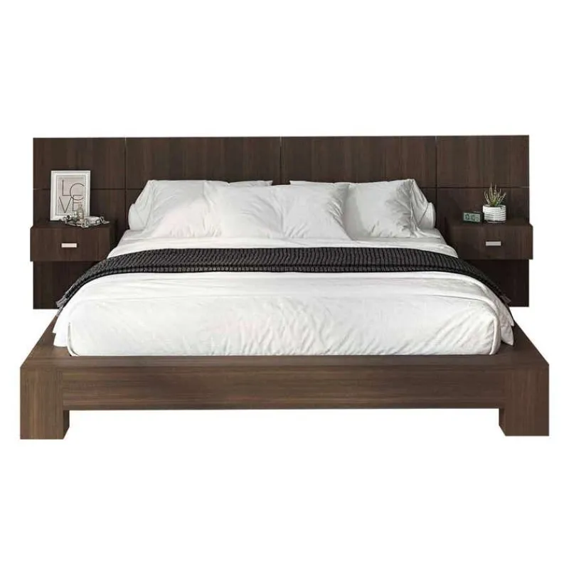 SUA-V Queen Bed with Wall Units and Nightstands (60")