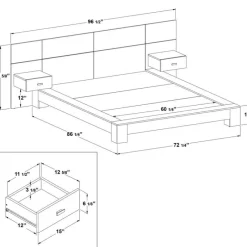 SUA-V Queen Bed with Wall Units and Nightstands (60